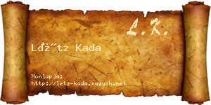 Létz Kada névjegykártya